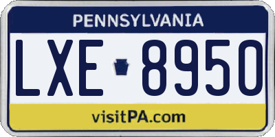 PA license plate LXE8950