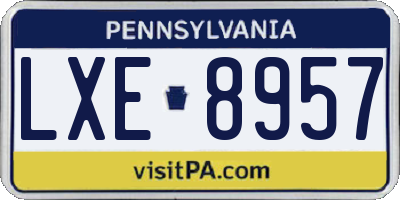 PA license plate LXE8957