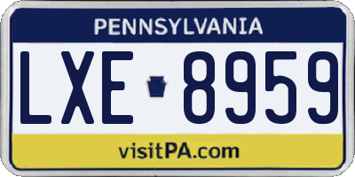 PA license plate LXE8959