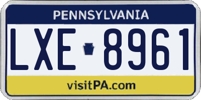 PA license plate LXE8961
