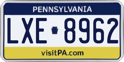 PA license plate LXE8962