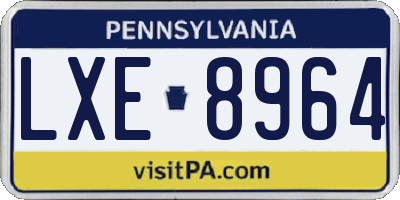 PA license plate LXE8964