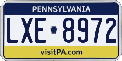 PA license plate LXE8972