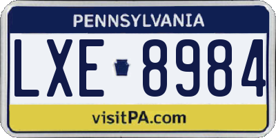 PA license plate LXE8984