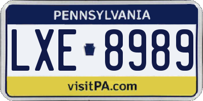 PA license plate LXE8989