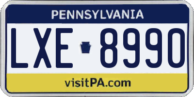PA license plate LXE8990