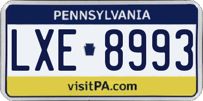PA license plate LXE8993