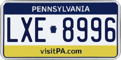 PA license plate LXE8996