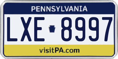 PA license plate LXE8997