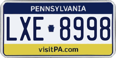PA license plate LXE8998