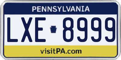 PA license plate LXE8999