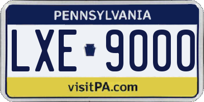 PA license plate LXE9000