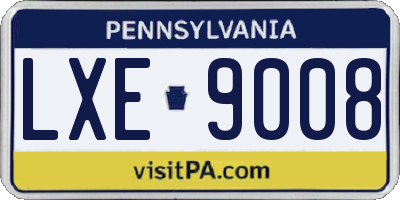 PA license plate LXE9008