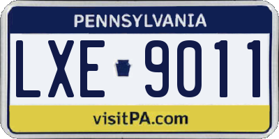 PA license plate LXE9011
