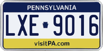 PA license plate LXE9016