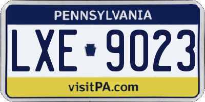 PA license plate LXE9023