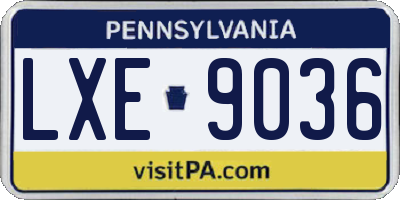 PA license plate LXE9036