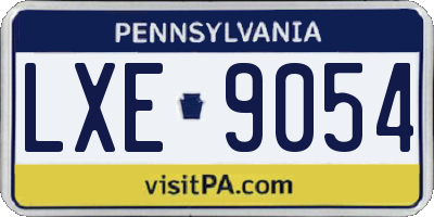 PA license plate LXE9054