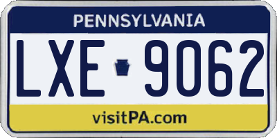 PA license plate LXE9062