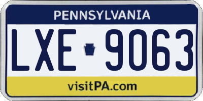 PA license plate LXE9063