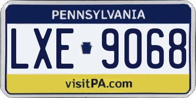 PA license plate LXE9068