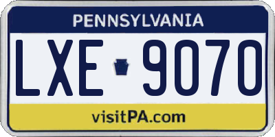 PA license plate LXE9070