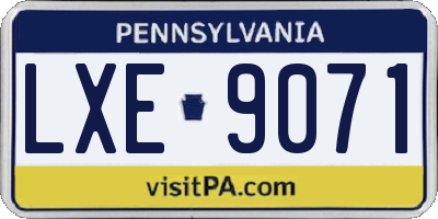 PA license plate LXE9071