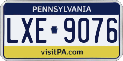 PA license plate LXE9076
