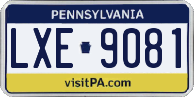 PA license plate LXE9081