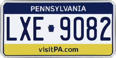 PA license plate LXE9082