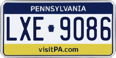 PA license plate LXE9086