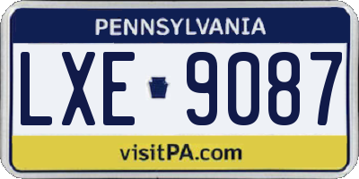PA license plate LXE9087