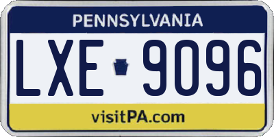 PA license plate LXE9096