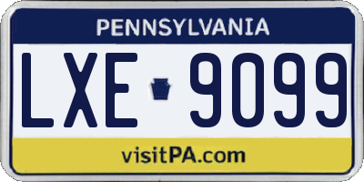 PA license plate LXE9099