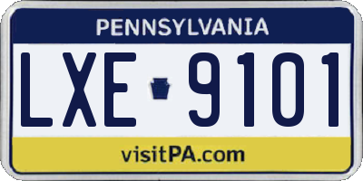 PA license plate LXE9101