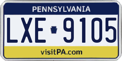 PA license plate LXE9105