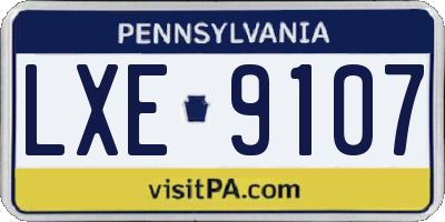 PA license plate LXE9107