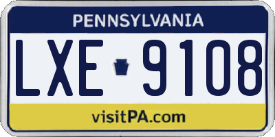 PA license plate LXE9108