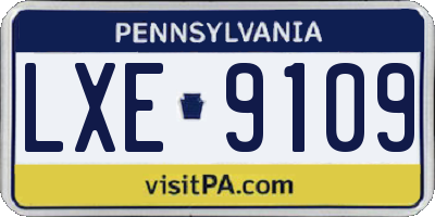 PA license plate LXE9109