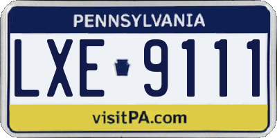 PA license plate LXE9111