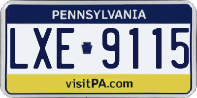 PA license plate LXE9115