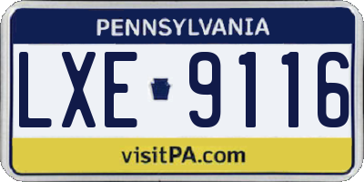 PA license plate LXE9116
