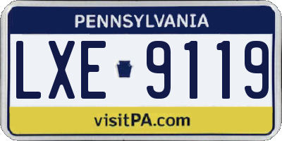 PA license plate LXE9119