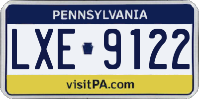 PA license plate LXE9122