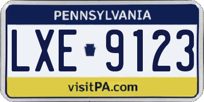 PA license plate LXE9123