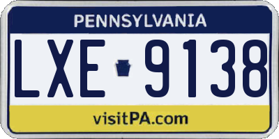 PA license plate LXE9138