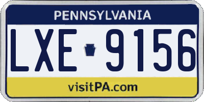 PA license plate LXE9156
