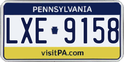 PA license plate LXE9158