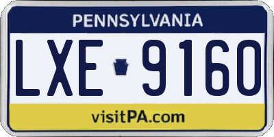PA license plate LXE9160