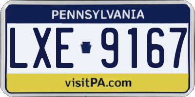 PA license plate LXE9167
